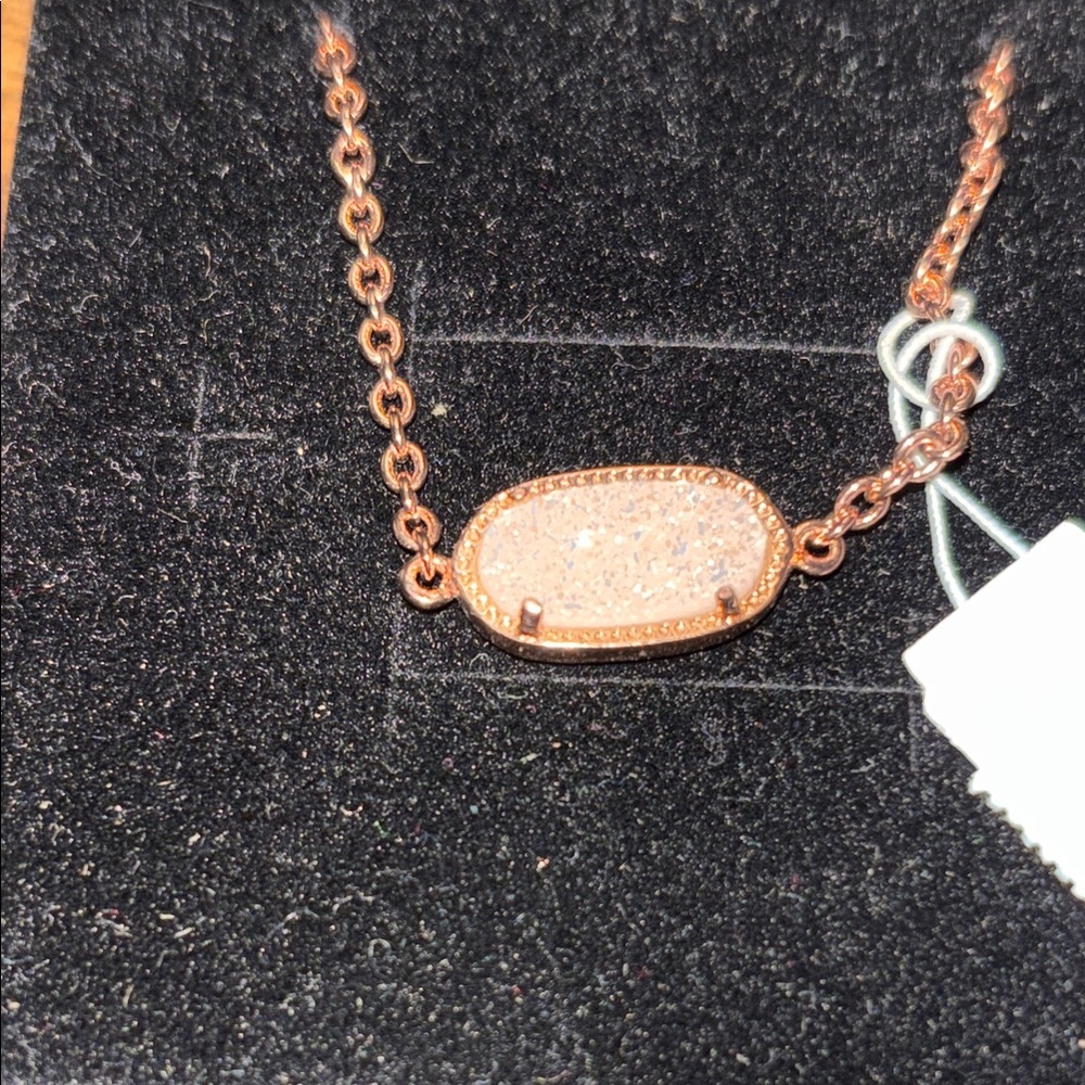 Kendra Scott NWT Elaina Rose Gold Adjustable bracelet in iridescent drusy - Picture 2 of 5